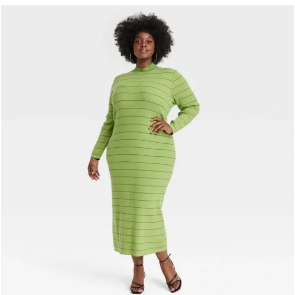 Green Striped Knit Dress Nwt — image 5 of 8